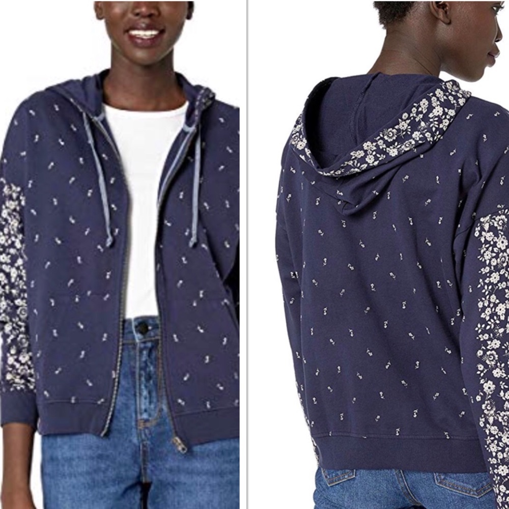 NWT | Lucky Brand Floral Placed Zip Hoodie